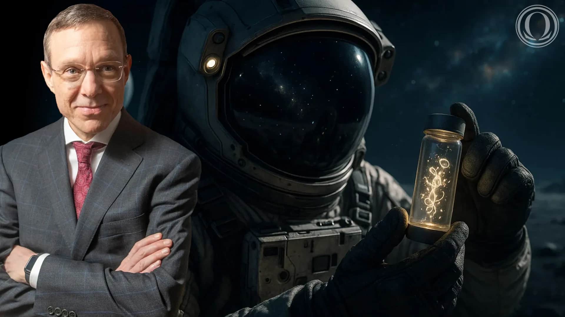 Il Professore di Harvard Avi Loeb accanto ad un astronauta che cerca vita aliena, extraterrestre.