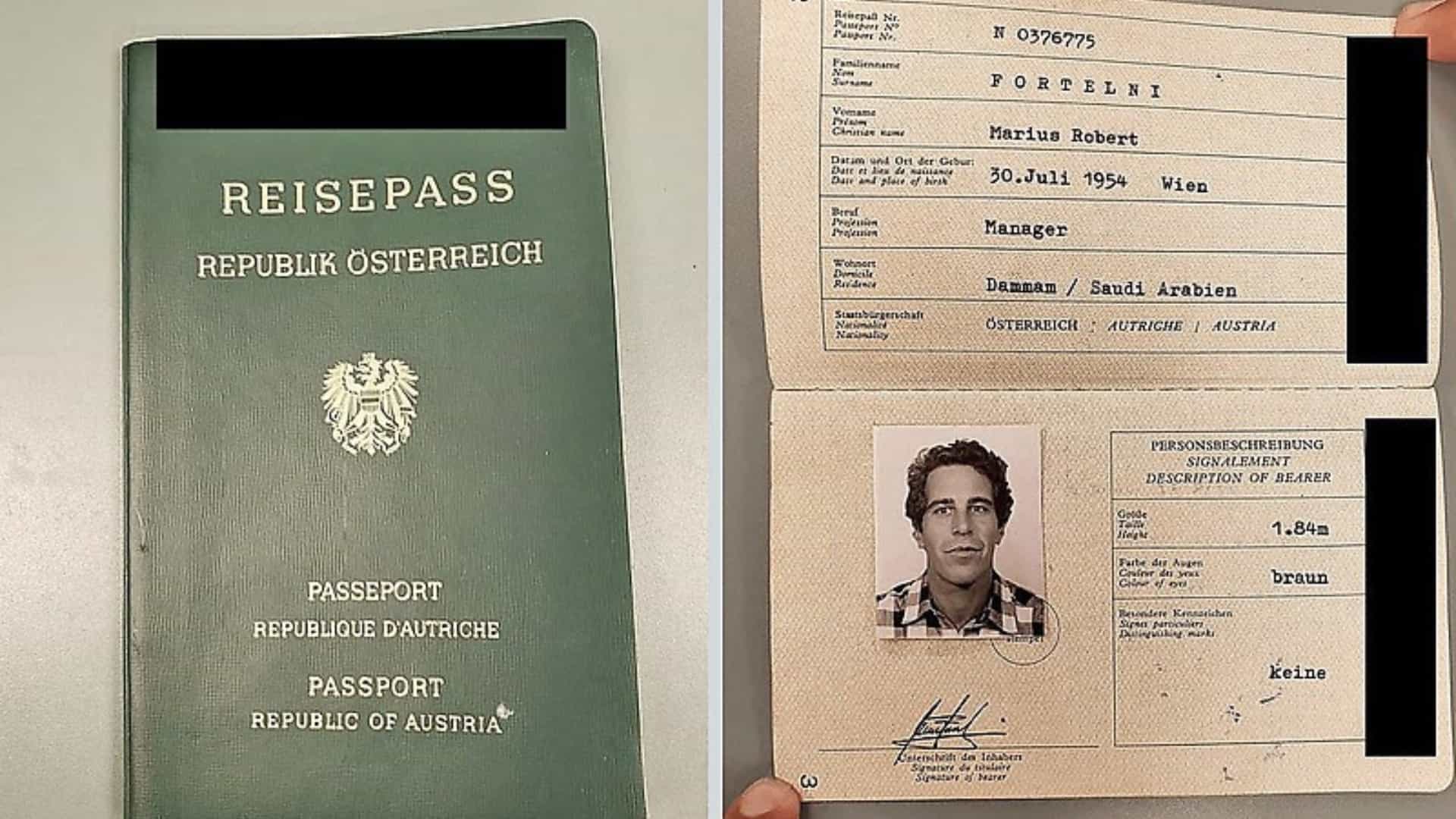 Passaporto falso Jeffrey Epstein
