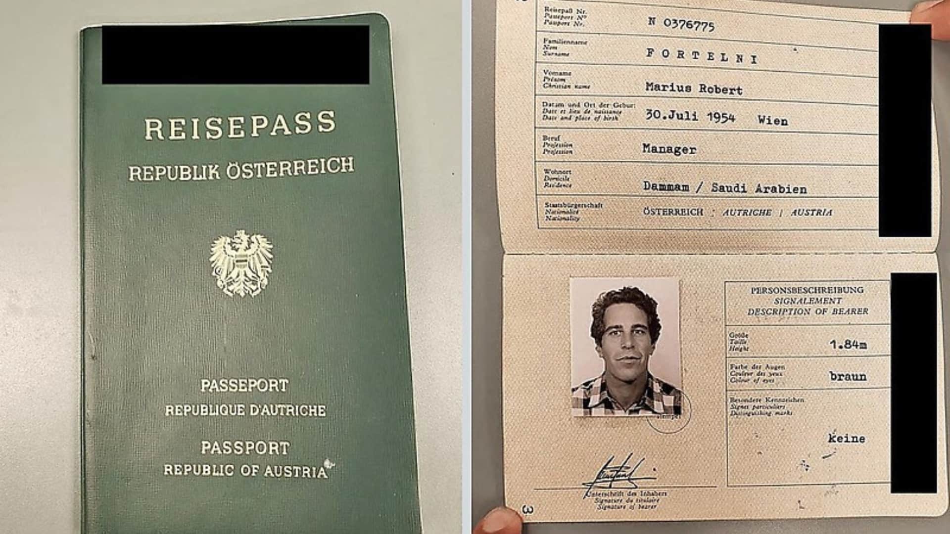 Passaporto falso Jeffrey Epstein